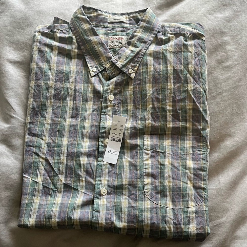 J. Crew Men’s Secret Wash Plaid Dress Shirt | Size XL Tall